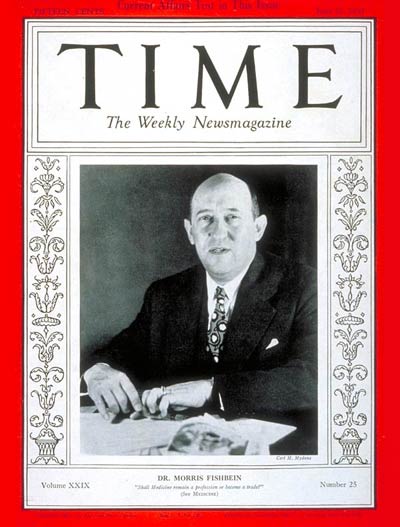 TIME Magazine Cover: Dr. Morris Fishbein -- June 21, 1937