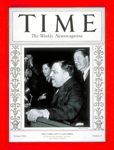 TIME Magazine Cover: Fiorello LaGuardia -- Aug. 2, 1937