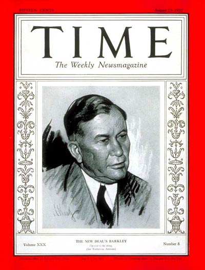 TIME Magazine Cover: Senator Alben Barkley -- Aug. 23, 1937