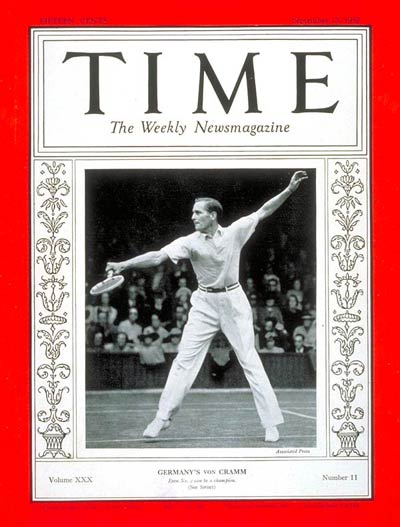 TIME Magazine Cover: Gottfried von Cramm -- Sep. 13, 1937