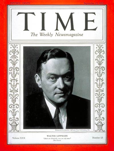 TIME Magazine Cover: Walter Lippman -- Sep. 27, 1937
