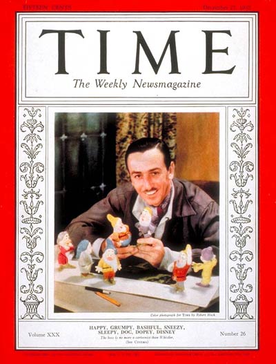 TIME Magazine Cover: Walt Disney -- Dec. 27, 1937