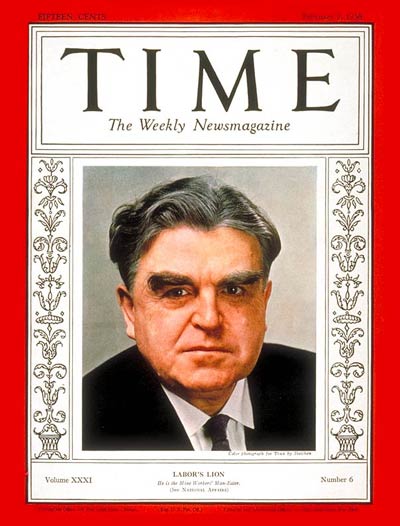TIME Magazine Cover: John L. Lewis -- Feb. 7, 1938