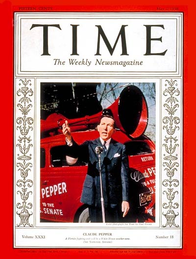TIME Magazine Cover: Claude Pepper -- May 2, 1938