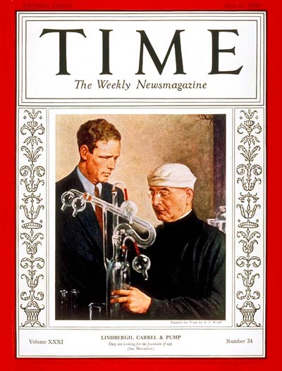 TIME Magazine Cover: Charles A. Lindbergh & Dr. Alexis Carrel -- June 13, 1938