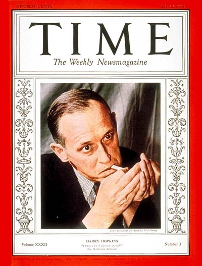 TIME Magazine Cover: Harry L. Hopkins -- July 18, 1938