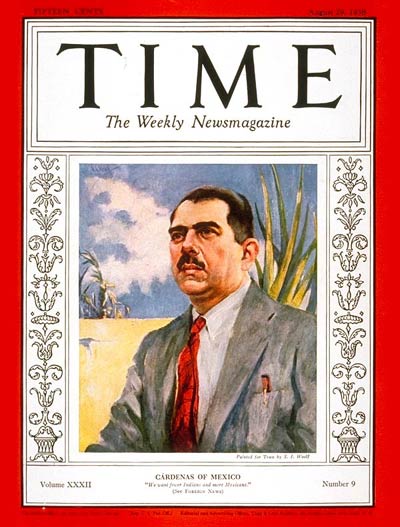 TIME Magazine Cover: Lázaro Cárdenas -- Aug. 29, 1938