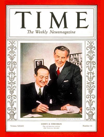 TIME Magazine Cover: Thomas Corcoran & Benjamin V. Cohen -- Sep. 12, 1938