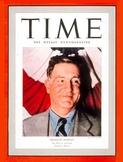 TIME Magazine Cover: Sheridan Downey -- Oct. 24, 1938