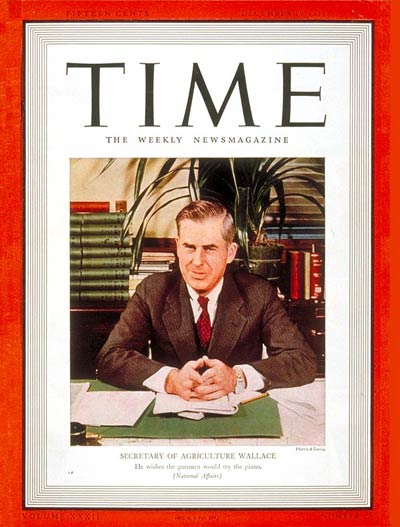 TIME Magazine Cover: Henry A. Wallace -- Dec. 19, 1938
