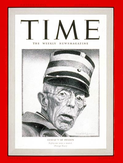 TIME Magazine Cover: King Gustaf V -- Oct. 30, 1939