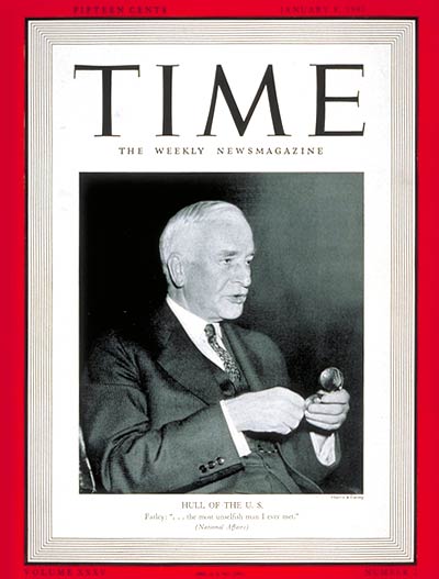 TIME Magazine Cover: Cordell Hull -- Jan. 8, 1940