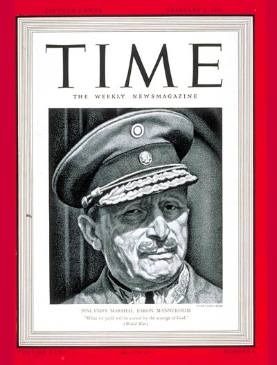 TIME Magazine Cover: Barron Mannerheim -- Feb. 5, 1940