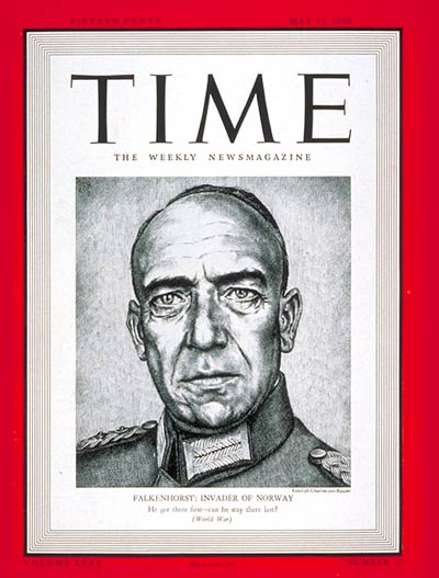TIME Magazine Cover: General Von Falkenhorst -- May 13, 1940