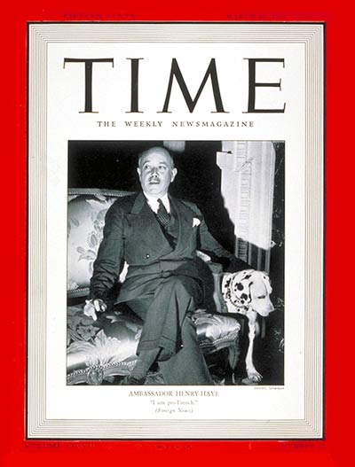 TIME Magazine Cover: Gaston Henry-Haye -- Mar. 10, 1941