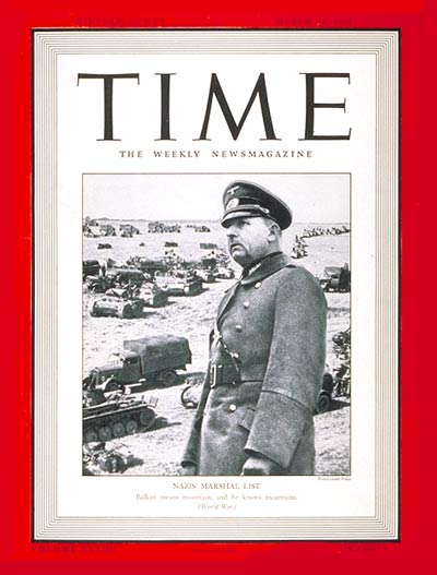 TIME Magazine Cover: Field Marshal List -- Mar. 24, 1941