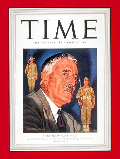 TIME Magazine Cover: Henry L. Stimson -- Aug. 25, 1941
