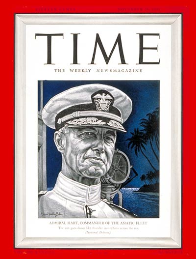 TIME Magazine Cover: Admiral Thomas Hart -- Nov. 24, 1941