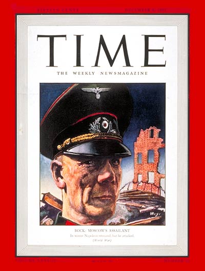 TIME Magazine Cover: Field Marshal von Bock -- Dec. 8, 1941