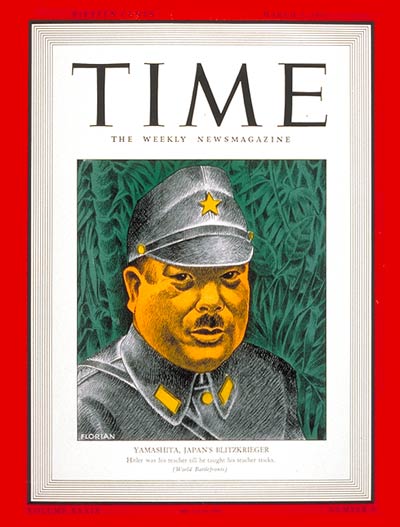 TIME Magazine Cover: General Yamashita -- Mar. 2, 1942