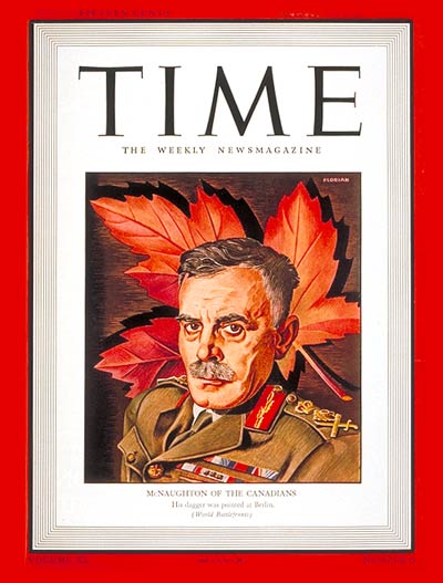 TIME Magazine Cover: General McNaughton -- Aug. 10, 1942