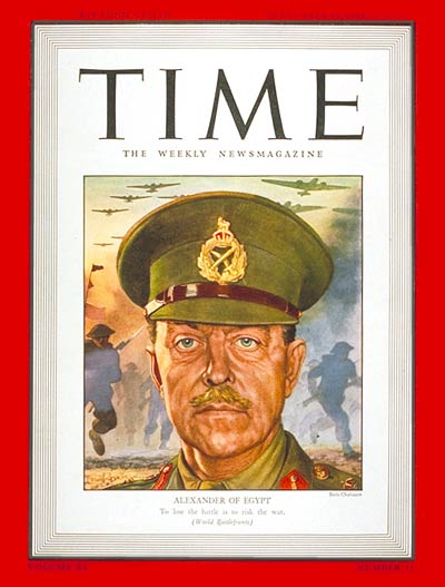 TIME Magazine Cover: General Sir Harold Alexander -- Sep. 14, 1942