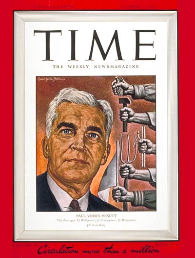 TIME Magazine Cover: Paul V. McNutt -- Oct. 5, 1942