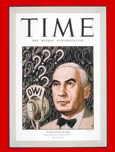 TIME Magazine Cover: Elmer Davis -- Mar. 15, 1943