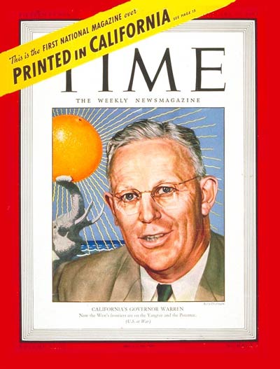 TIME Magazine Cover: Earl Warren -- Jan. 31, 1944