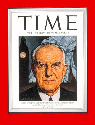 TIME Magazine Cover: Lord Woolton -- Mar. 26, 1945