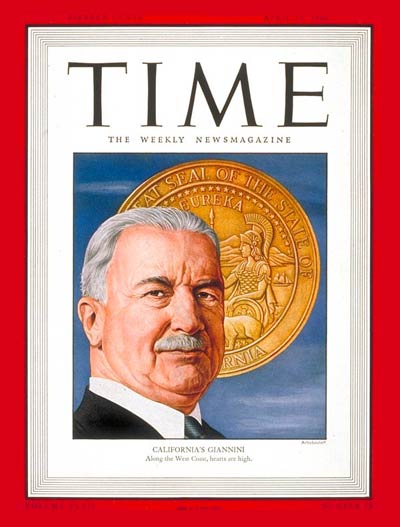 TIME Magazine Cover: Amadeo Peter Giannini -- Apr. 15, 1946
