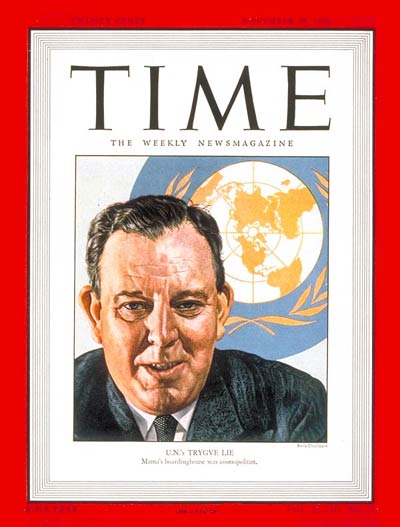 TIME Magazine Cover: Trygve Lie -- Nov. 25, 1946
