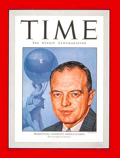 TIME Magazine Cover: Harold Stassen -- Aug. 25, 1947