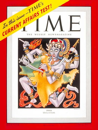 TIME Magazine Cover: India -- Oct. 27, 1947