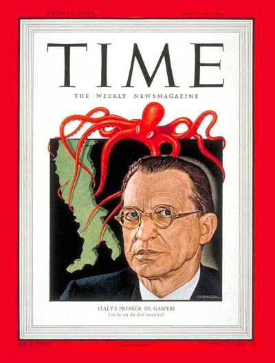 TIME Magazine Cover: Alcide de Gasperi -- Apr. 19, 1948