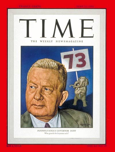 TIME Magazine Cover: Gov. James H. Duff -- June 21, 1948
