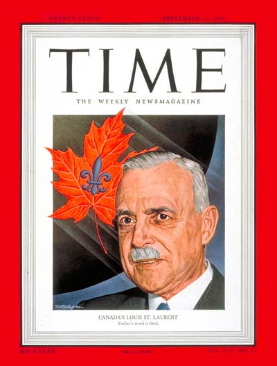TIME Magazine Cover: Louis St. Laurent -- Sep. 12, 1949