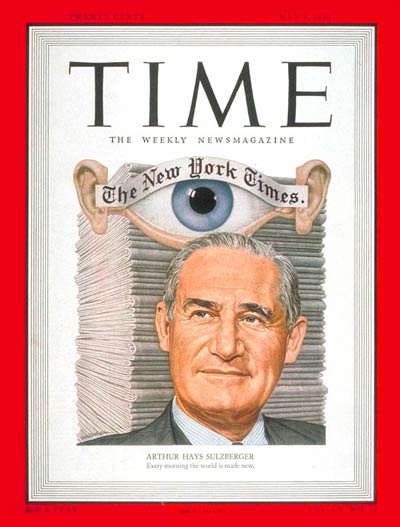 TIME Magazine Cover: Arthur H. Sulzberger -- May 8, 1950