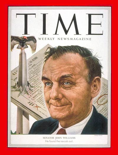 TIME Magazine Cover: Senator John Williams -- Oct. 13, 1952