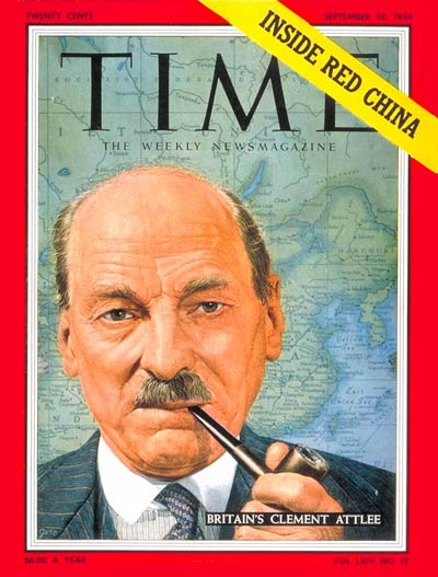 TIME Magazine Cover: Clement Attlee -- Sep. 20, 1954