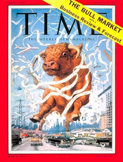 TIME Magazine Cover: Great Bull Market -- Jan. 10, 1955