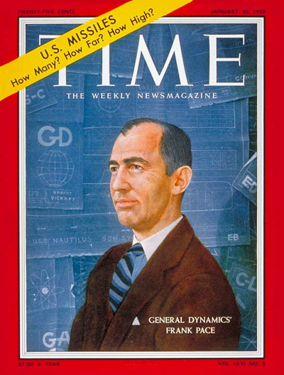 TIME Magazine Cover: Frank Pace Jr. -- Jan. 20, 1958