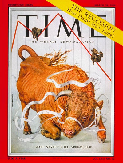TIME Magazine Cover: Wall Street Bull -- Mar. 24, 1958