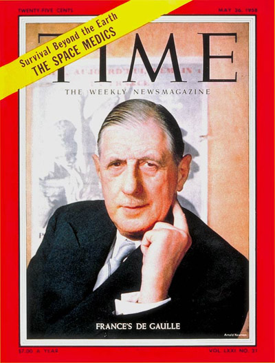 TIME Magazine Cover: Charles DeGaulle -- May 26, 1958