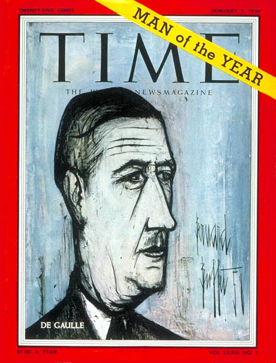 TIME Magazine Cover: Charles DeGaulle, Man of the Year -- Jan. 5, 1959
