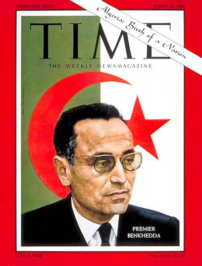Premier Benyoussef Benkhedda of the Algerian F.L.N. (Front de Libération Nationale)