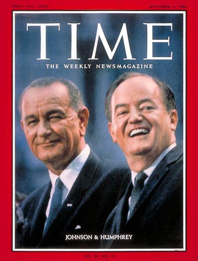 Democratic running mates Lyndon B. Johnson and Hubert H. Humphrey.