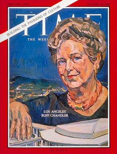 Wife of Norman Chandler, owner of the Los Angeles Times.  Founded and raised funds for Los Angeles' new Music Center for the Performing Arts
