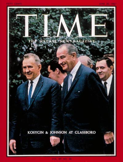 TIME Magazine Cover: Aleksei Kosygin, Lyndon B. Johnson -- June 30, 1967