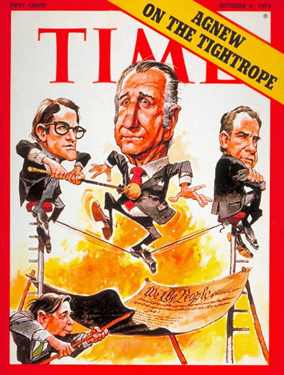 Spiro Agnew on a tightrope.